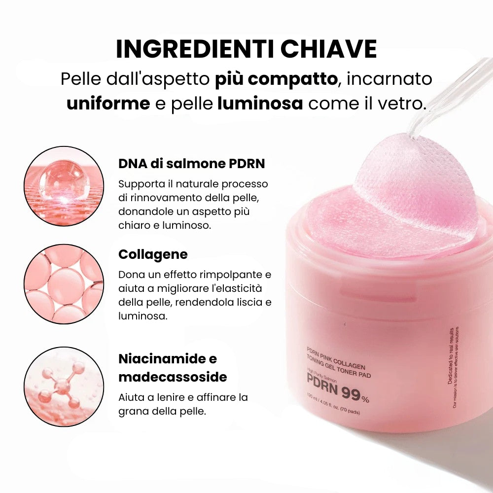 Tonico Gel al Collagene Rosa (70 dischetti)