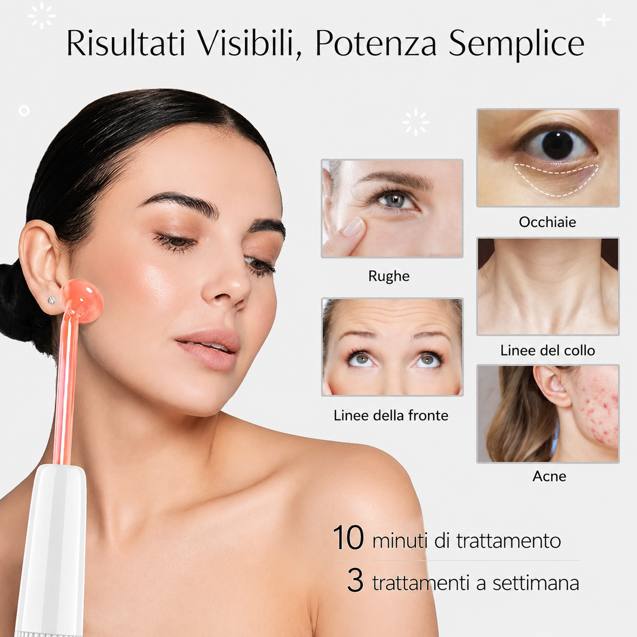 Massaggiatore Viso Alta Frequenza 6 Elettrodi