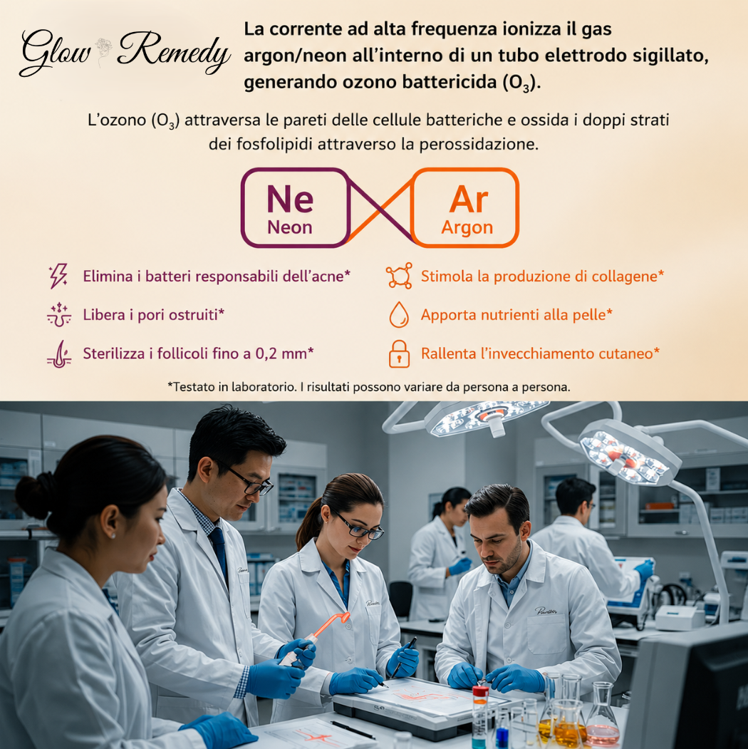 Massaggiatore Viso Alta Frequenza 6 Elettrodi